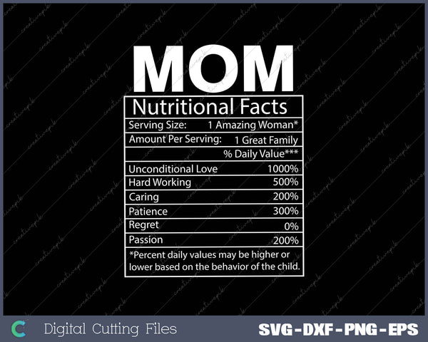 Mom Nutritional Facts Funny Mother Day