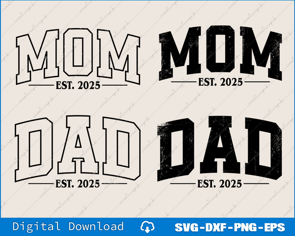 Mom and Dad Est SVG PNG Cutting Printable Bundle Files