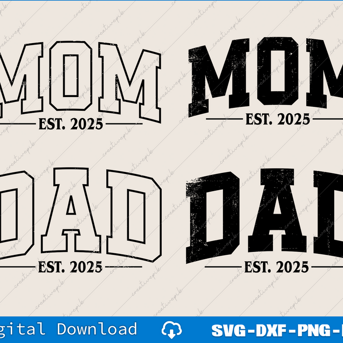 Mom and Dad Est SVG PNG Cutting Printable Bundle Files