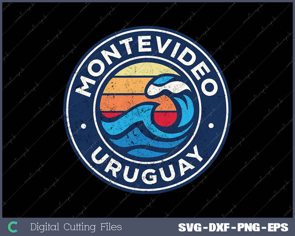 Montevideo Uruguay Vintage Nautical Waves Design