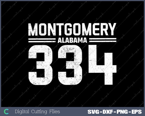 Montgomery Alabama AL 334 Vintage PNG Svg Design Cut File