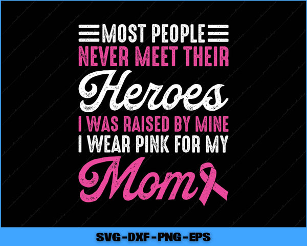 Motivational quote with pink ribbon on a black background, featuring text in white and pink.