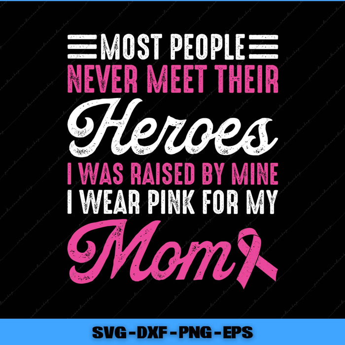 Motivational quote with pink ribbon on a black background, featuring text in white and pink.