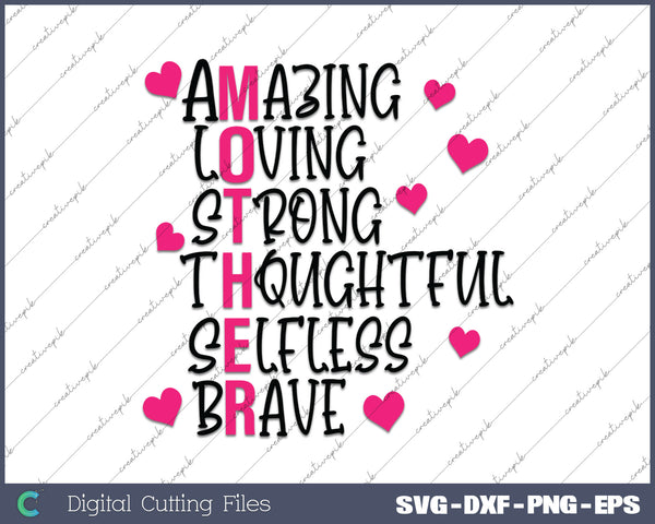 MotheWords of Affirmation for Mother's Day SVG PNG Printable Files