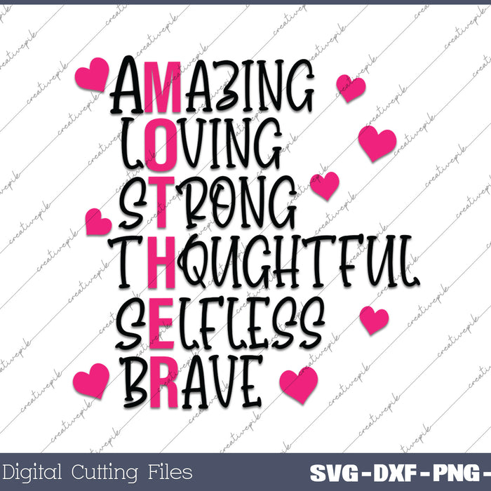 MotheWords of Affirmation for Mother's Day SVG PNG Printable Files