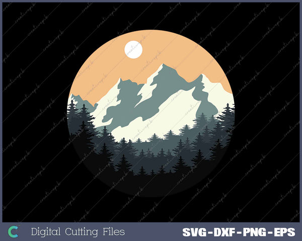 Mountainand Forest Scene Silhouette