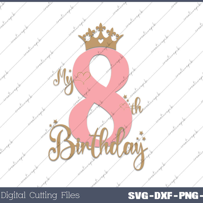 My 8th The Birthday SVG PNG Cutting Printable Files