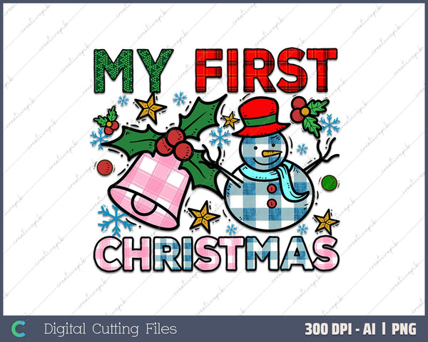 My First Christmas Christmas Onesie AI PNG Sublimation File