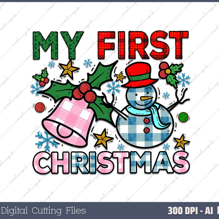 My First Christmas Christmas Onesie AI PNG Sublimation File