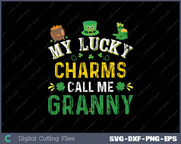 My Lucky Charms Call Me Granny St Patricks Day Leprechaun Camiseta SVG PNG Cutting Printable Files