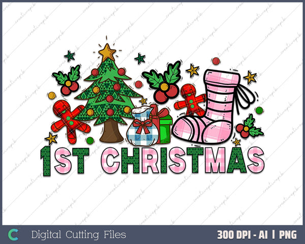 My first Christmas baby Reindeer AI PNG Sublimation File