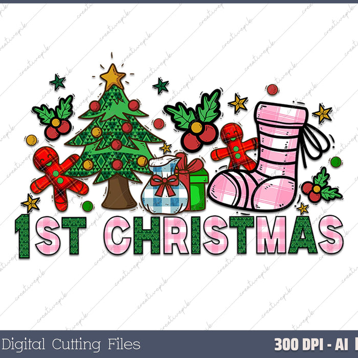 My first Christmas baby Reindeer AI PNG Sublimation File