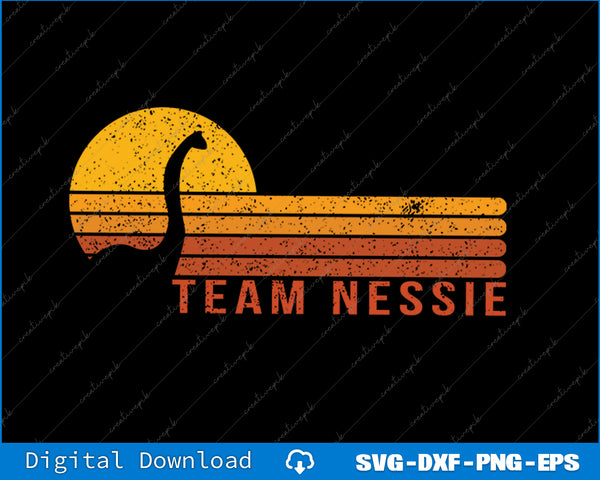 Vintage-style 'Team Nessie' logo with a loch Ness monster silhouette on a black background.