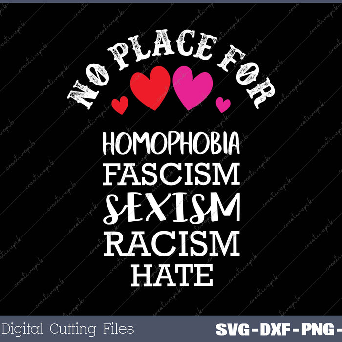 Anti-violence message with hearts and text on a black background