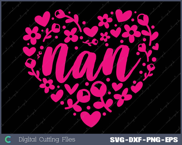 Nan Floral Heart Nan Grandma 