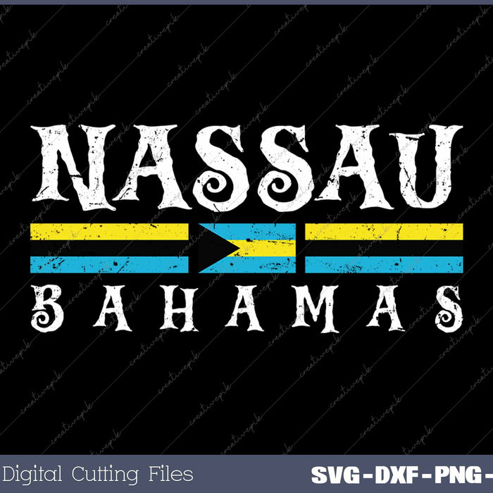Nassau Bahamas Flag Souvenir Travel Vacation Vintage SVG PNG Cutting Printable Files