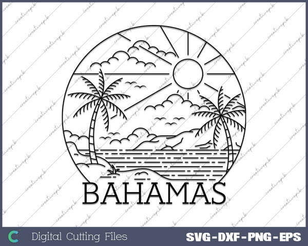 Nassau Bahamas Vintage Sunset SVG PNG Cutting Printable Files