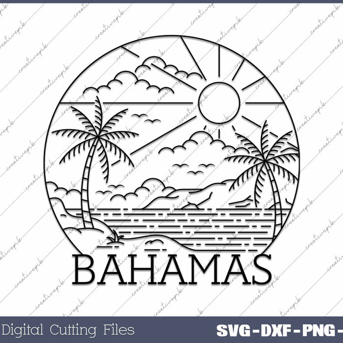 Nassau Bahamas Vintage Sunset SVG PNG Cutting Printable Files