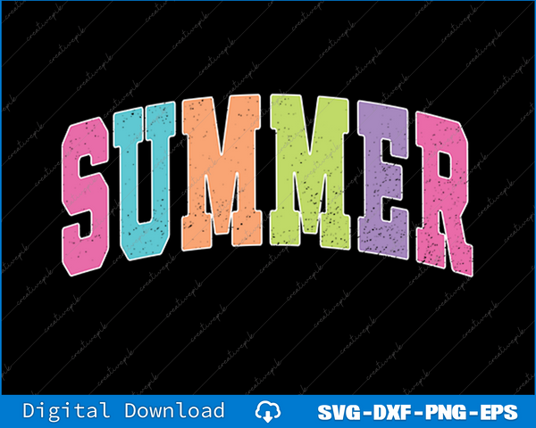 Neon Summer Vacation Varsity Summer Design Beach Vacation Svg Png Files