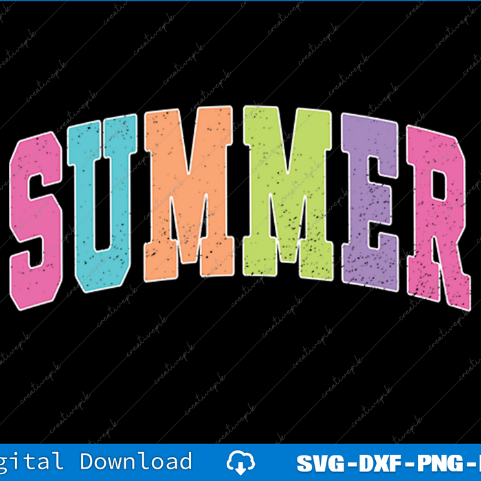 Neon Summer Vacation Varsity Summer Design Beach Vacation Svg Png Files
