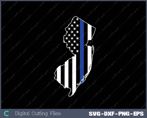 New Jersey Thin Blue Line NJ State Police SVG PNG Cutting Printable Files