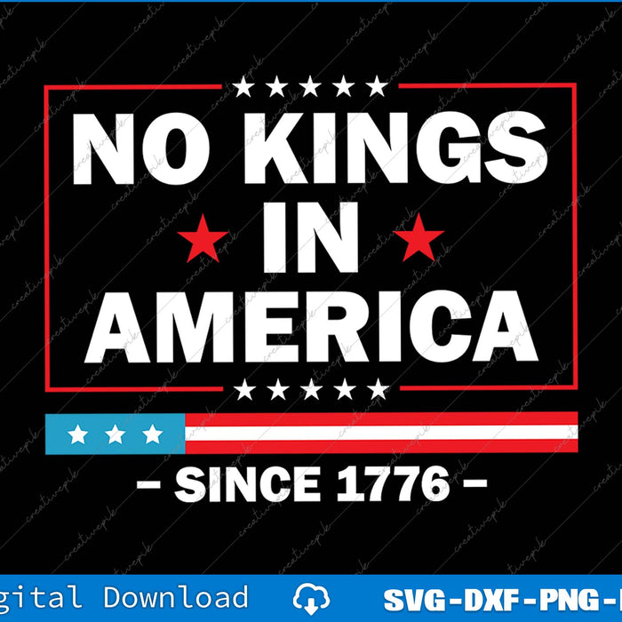 No Kings In America Since 1776 Resist Hate Racism Fascism SVG PNG Printable File
