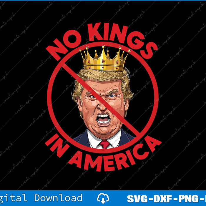 No Kings in America Anti Trump Protest Ai PNG Printable File