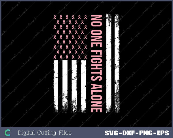 No One Fights Alone Breast Cancer Awareness Pink Ribbon Flag