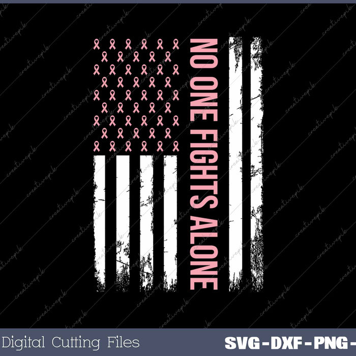 No One Fights Alone Breast Cancer Awareness Pink Ribbon Flag