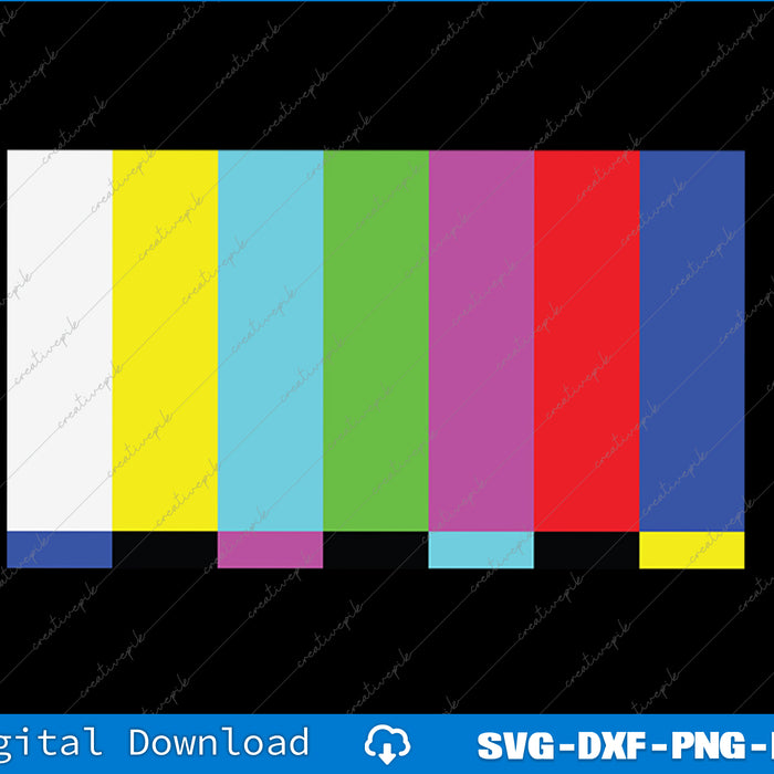Color test pattern on a black background with digital download text at the bottom.