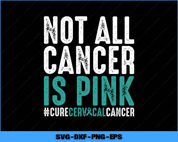 Motivational quote about cervical cancer awareness on a black background with teal and white text.