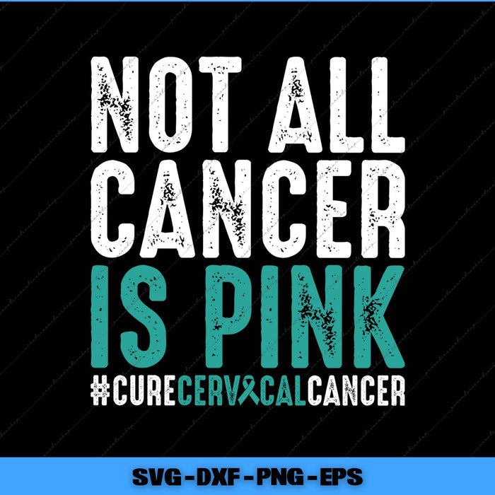 Motivational quote about cervical cancer awareness on a black background with teal and white text.