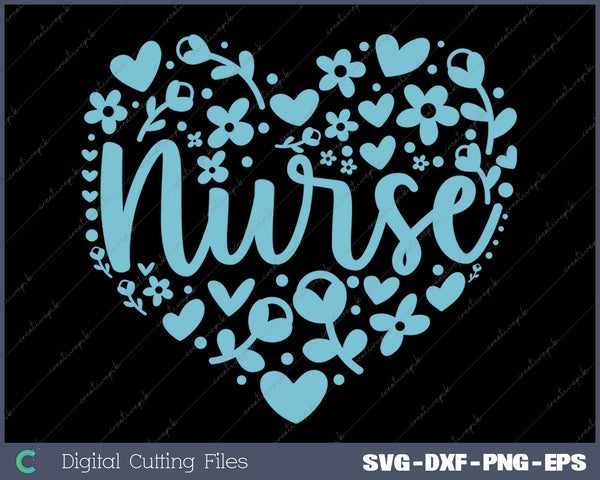 Nurse Floral Heart Proud Nurse 