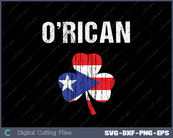 O'Rican Shamrock Flag SVG PNG Cutting Printable Files
