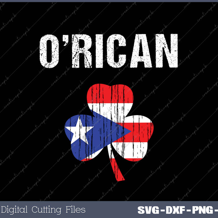 O'Rican Shamrock Flag SVG PNG Cutting Printable Files