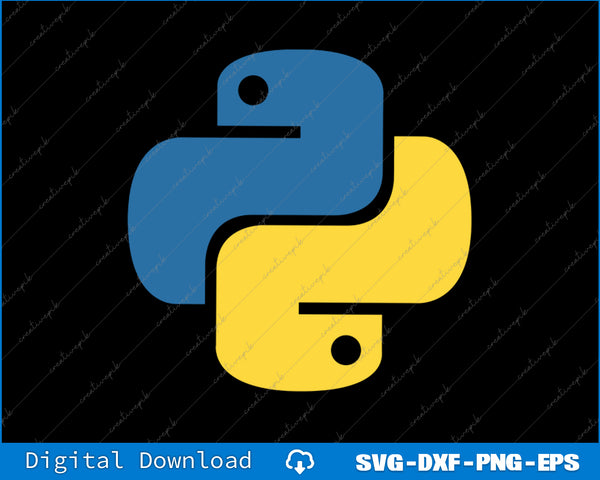 Python logo in blue and yellow on a black background with digital download text at the bottom.