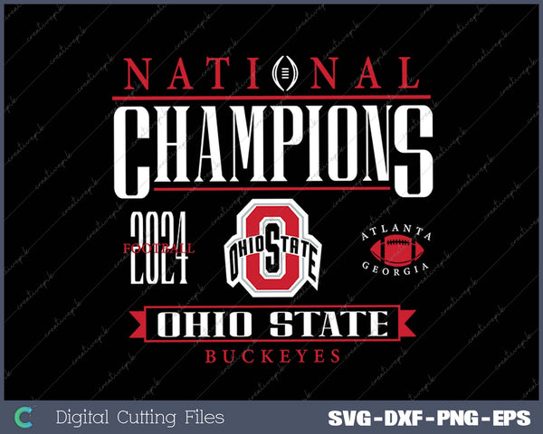 Ohio State Buckeyes National Champs 2025 CFP Icon Black SVG PNG Cutting Printable Files