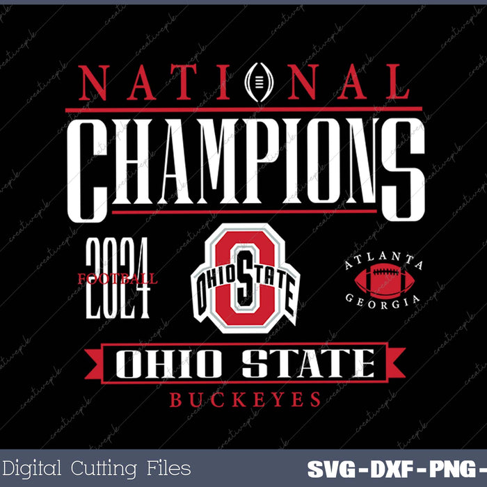 Ohio State Buckeyes National Champs 2025 CFP Icon Black SVG PNG Cutting Printable Files