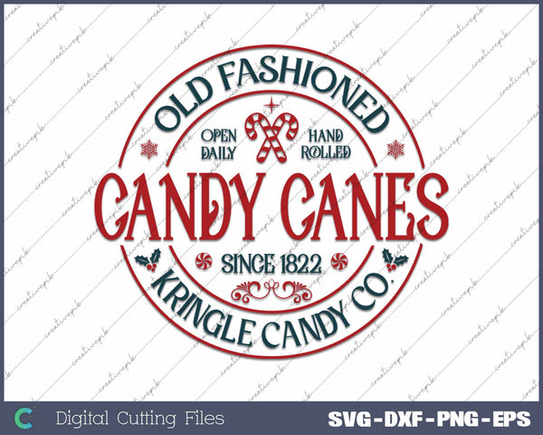 Old Fashioned Candy Canes Christmas Candy SVG PNG Cutting Printable Files