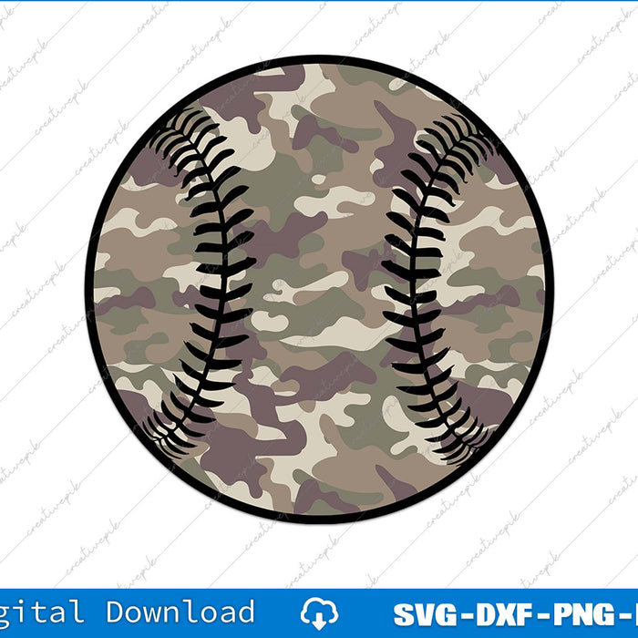 Old School Camo Baseball SVG PNG Cutting Printable Files