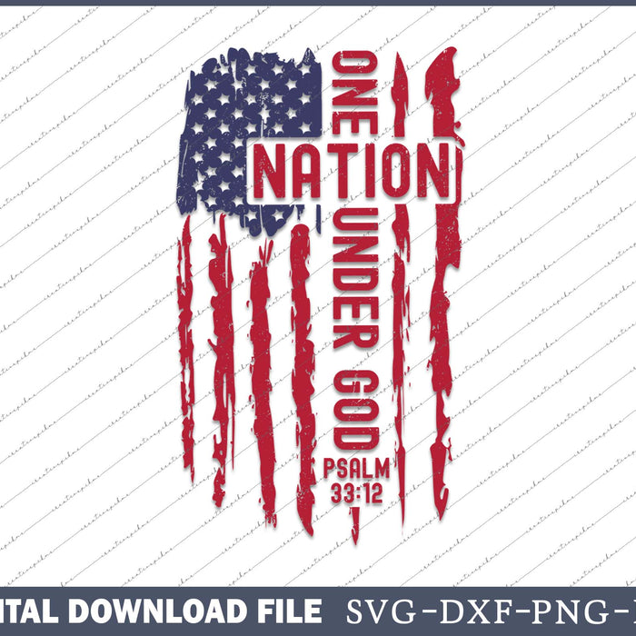 One Nation Under God American Flag SVG PNG Cutting Printable Files