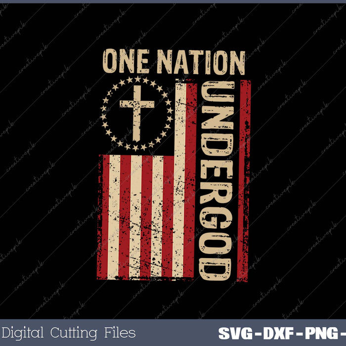 One Nation Under God Flag 4th Of July Patriotic Christian 