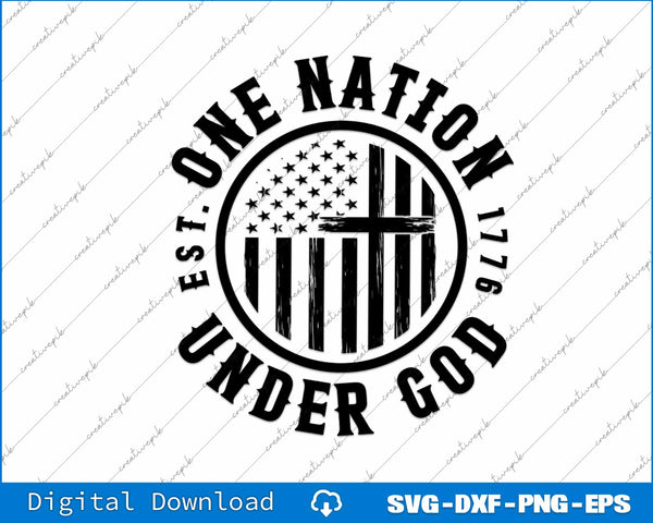 One Nation Under God USA Flag SVG PNG Cutting Printable Files
