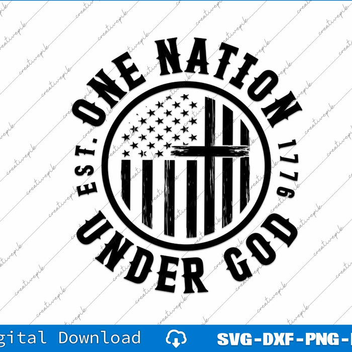 One Nation Under God USA Flag SVG PNG Cutting Printable Files