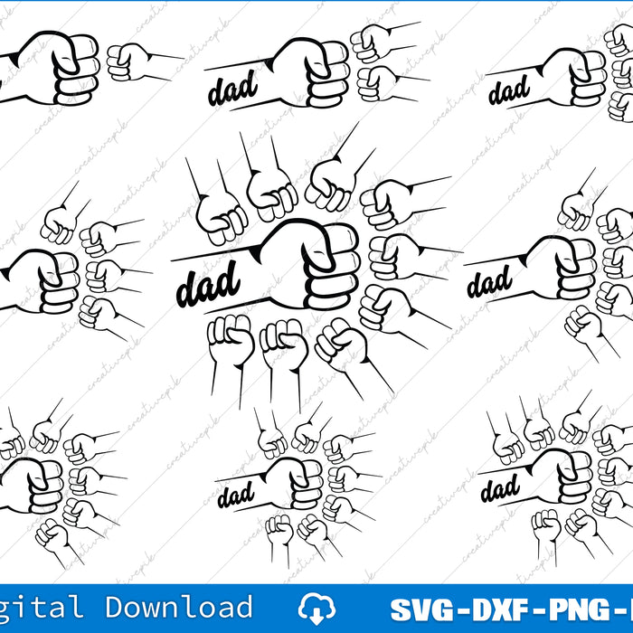 One To Nine Fist Bump Father's Day Svg, Father's Day Fist Bump Bundle SVG Files