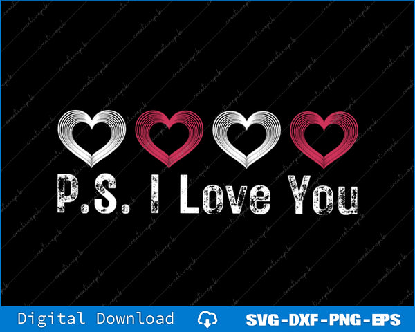 PS I Love You Day Valentine's Day Purple Heart Graphic design SVG PNG Printable Files