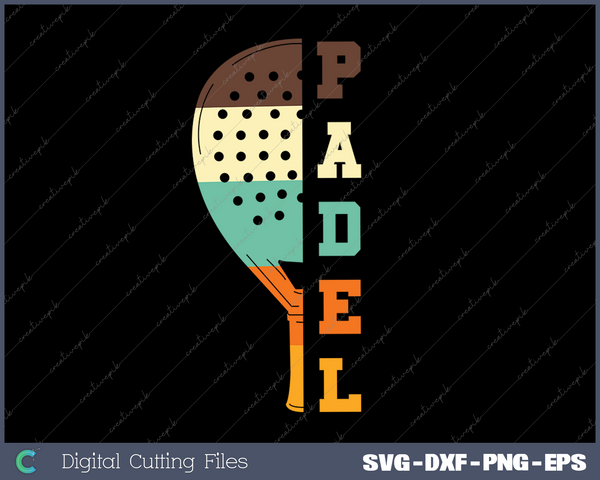 Padel Paddle Tennis Racquet Ball Vintage Colors SVG PNG Cutting Printable Files