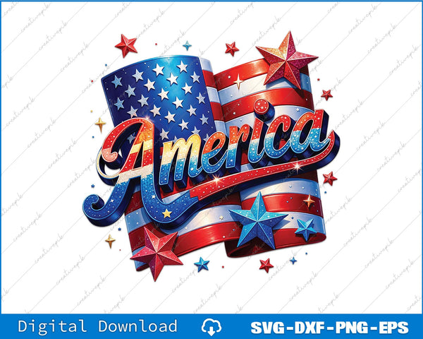 Patriotic America Flag 4th Of July SVG PNG Cutting Printable File