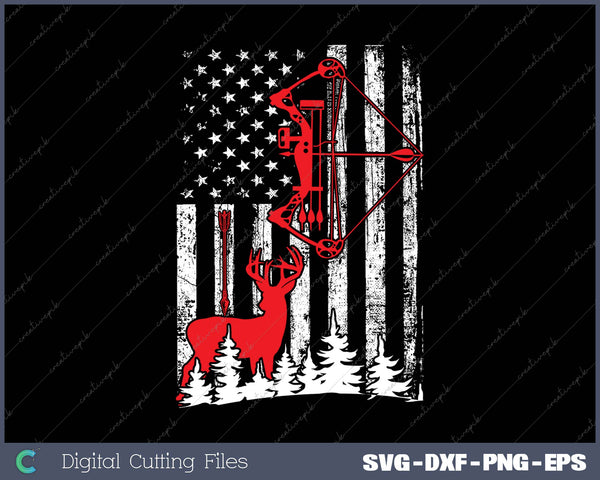 Patriotic Bow Hunting Deer Hunter Flag American Bowhunter 