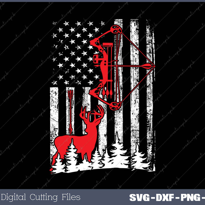 Patriotic Bow Hunting Deer Hunter Flag American Bowhunter 